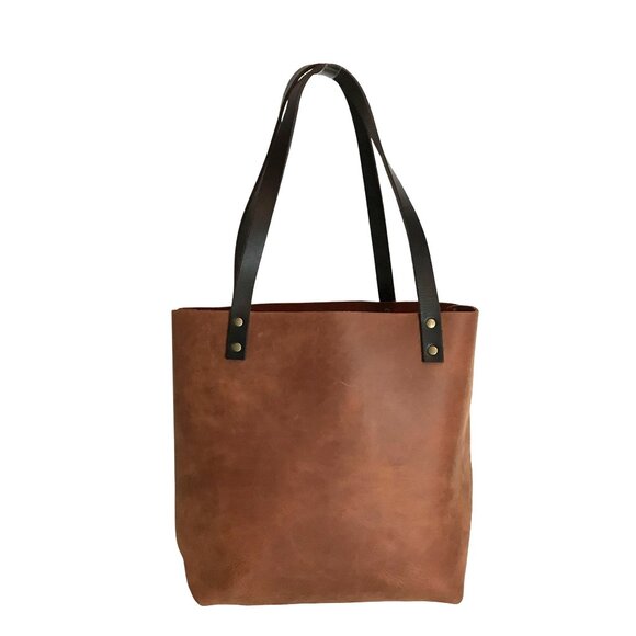 Portland Leather Goods Classic Honey Brown Leather Medium Tote Bag - Picture 2 of 12